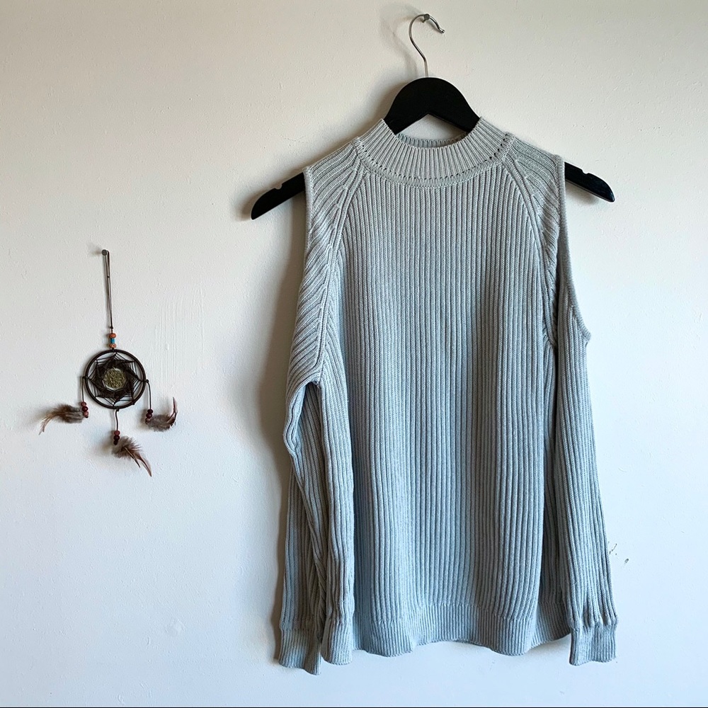 H&M Grey Cold Shoulder Sweater